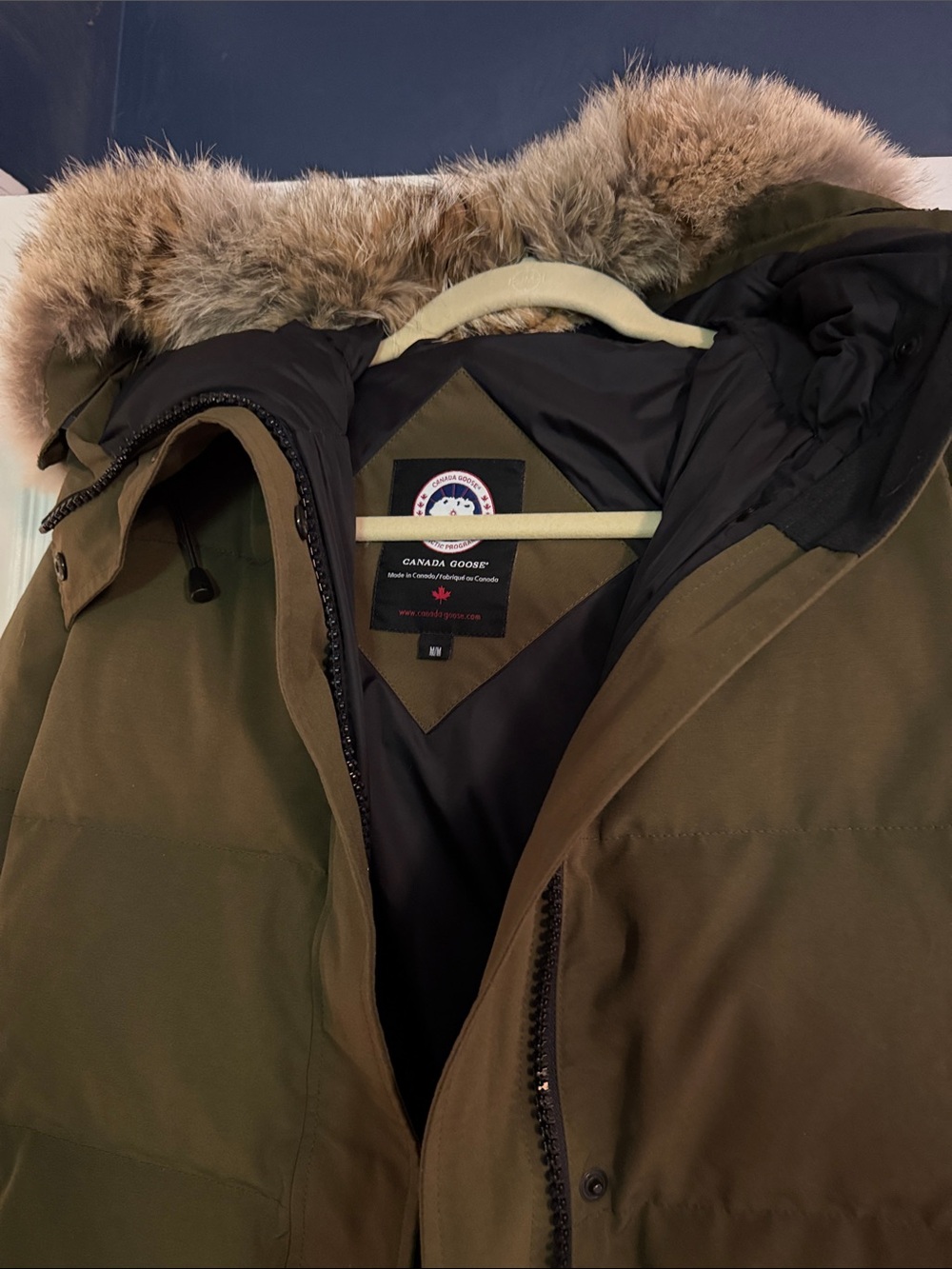 Canada Goose Olive Green Down Parka with Fur Trim Hood